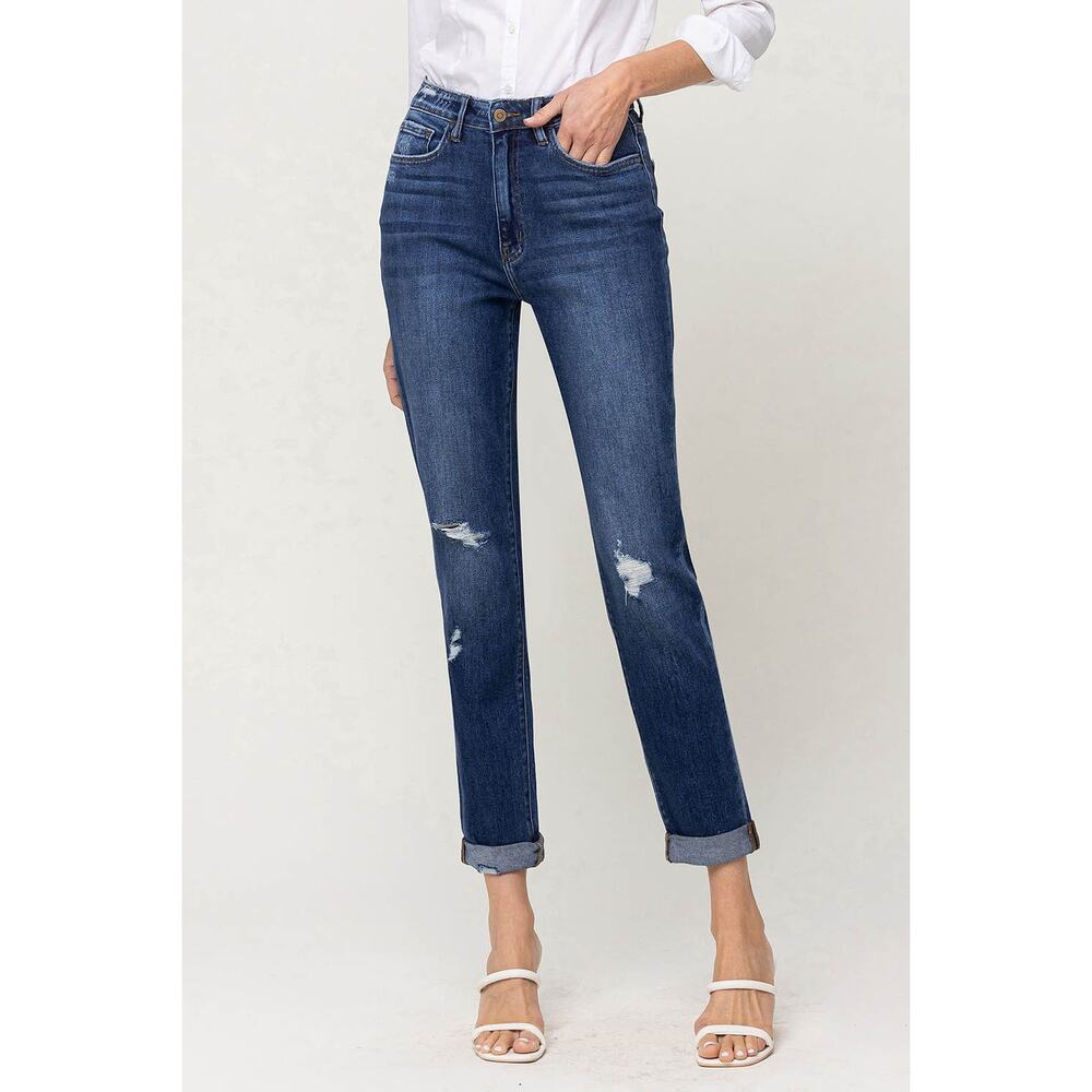Flying Monkey Super High Rise Distressed Cuffed Mom Jeans - Y3986 - Size 29 - Picture 9 of 9